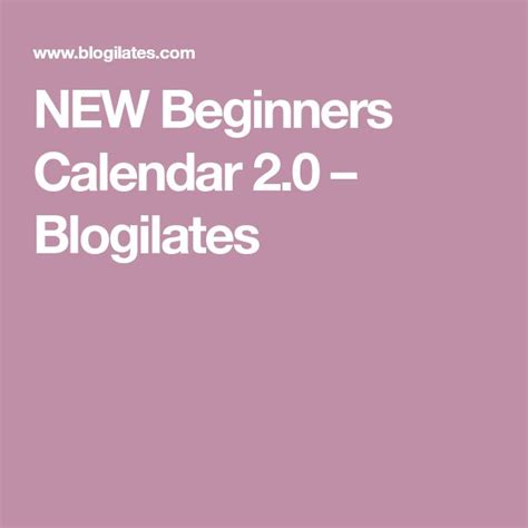 NEW Beginners Calendar 2.0 .